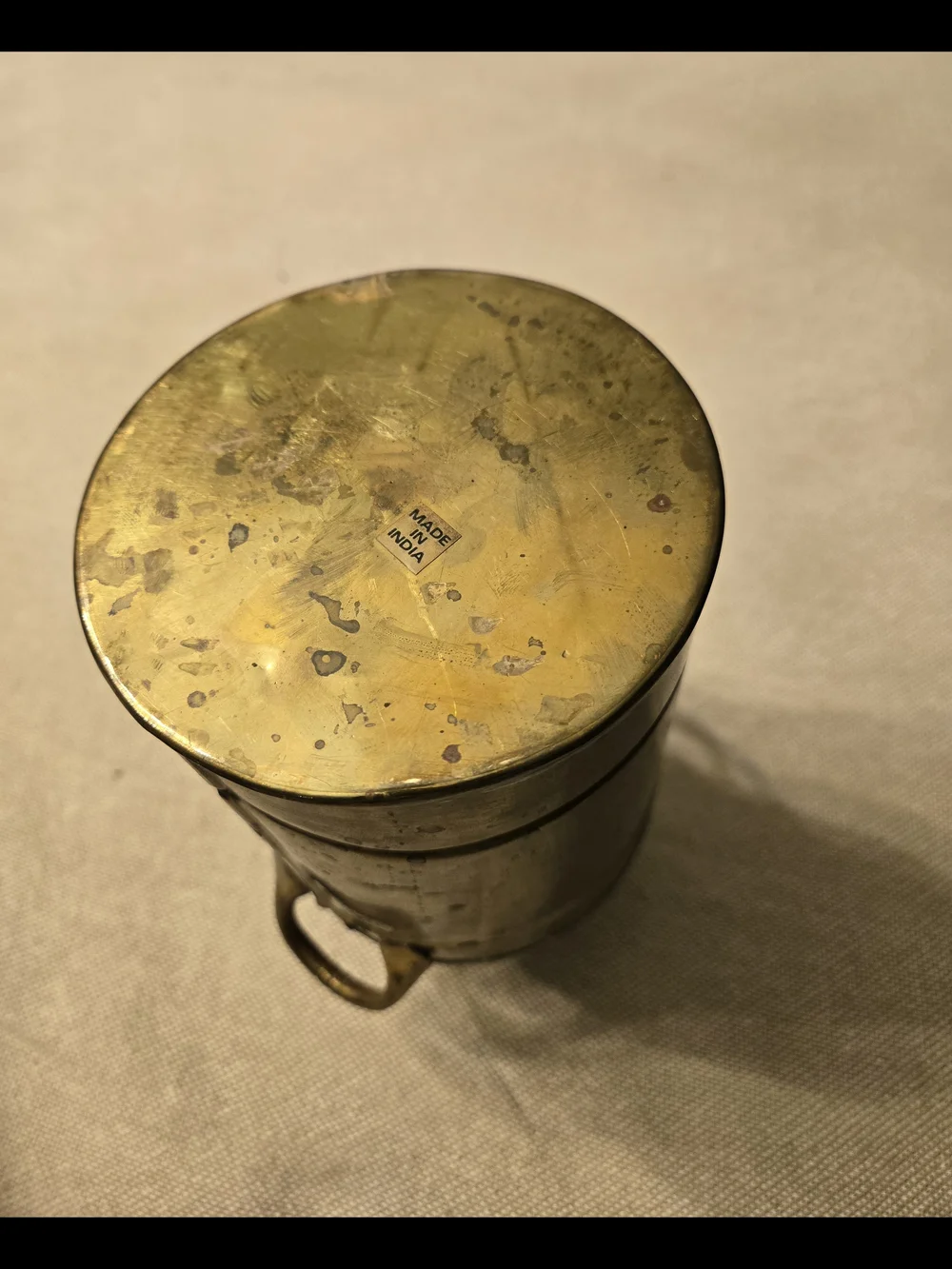 Vintage Heavy Patina Brass Mini Milk Can/ Bud Vase